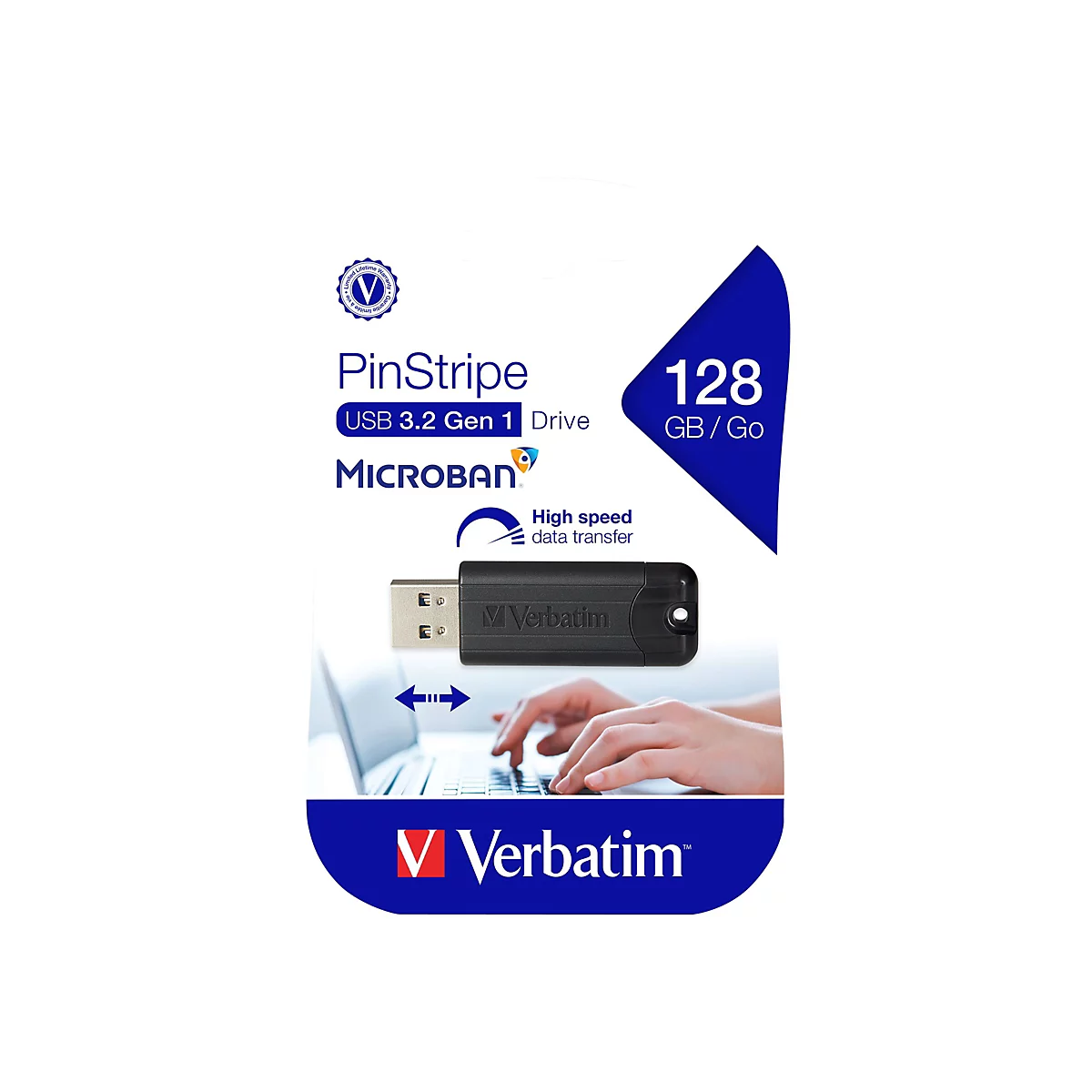 Verbatim PinStripe USB Drive - USB-Flash-Laufwerk - 128 GB