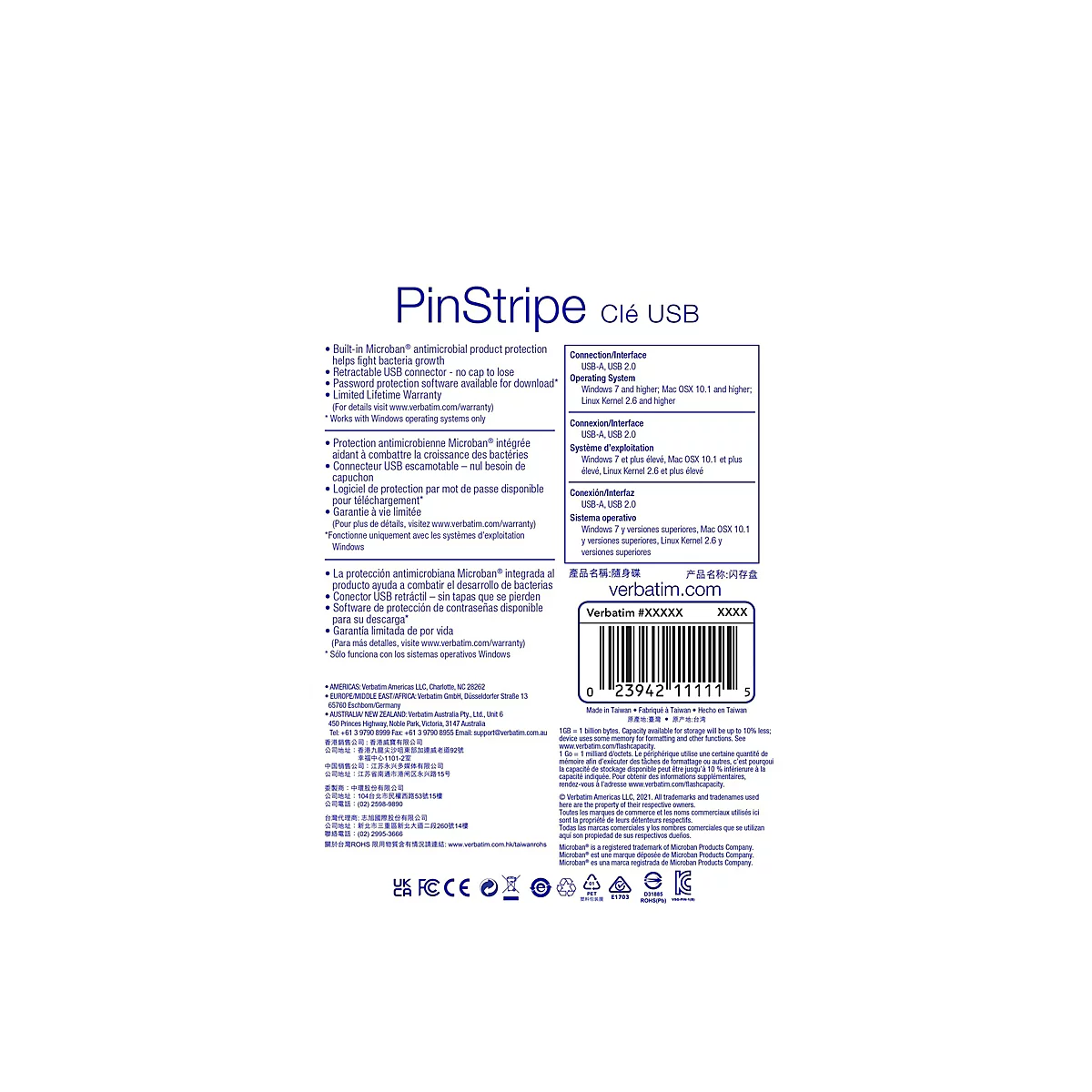 Verbatim PinStripe USB Drive - USB-Flash-Laufwerk - 64 GB