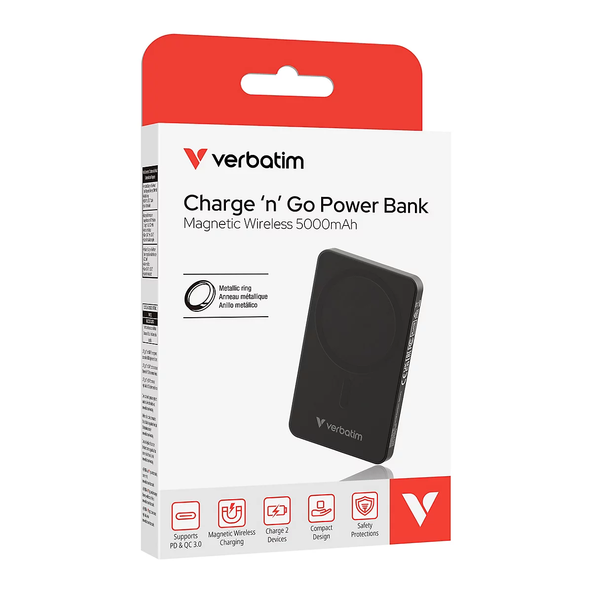 Verpackung der schwarzen Verbatim Charge 'n' Go Powerbank mit 5000mAh.