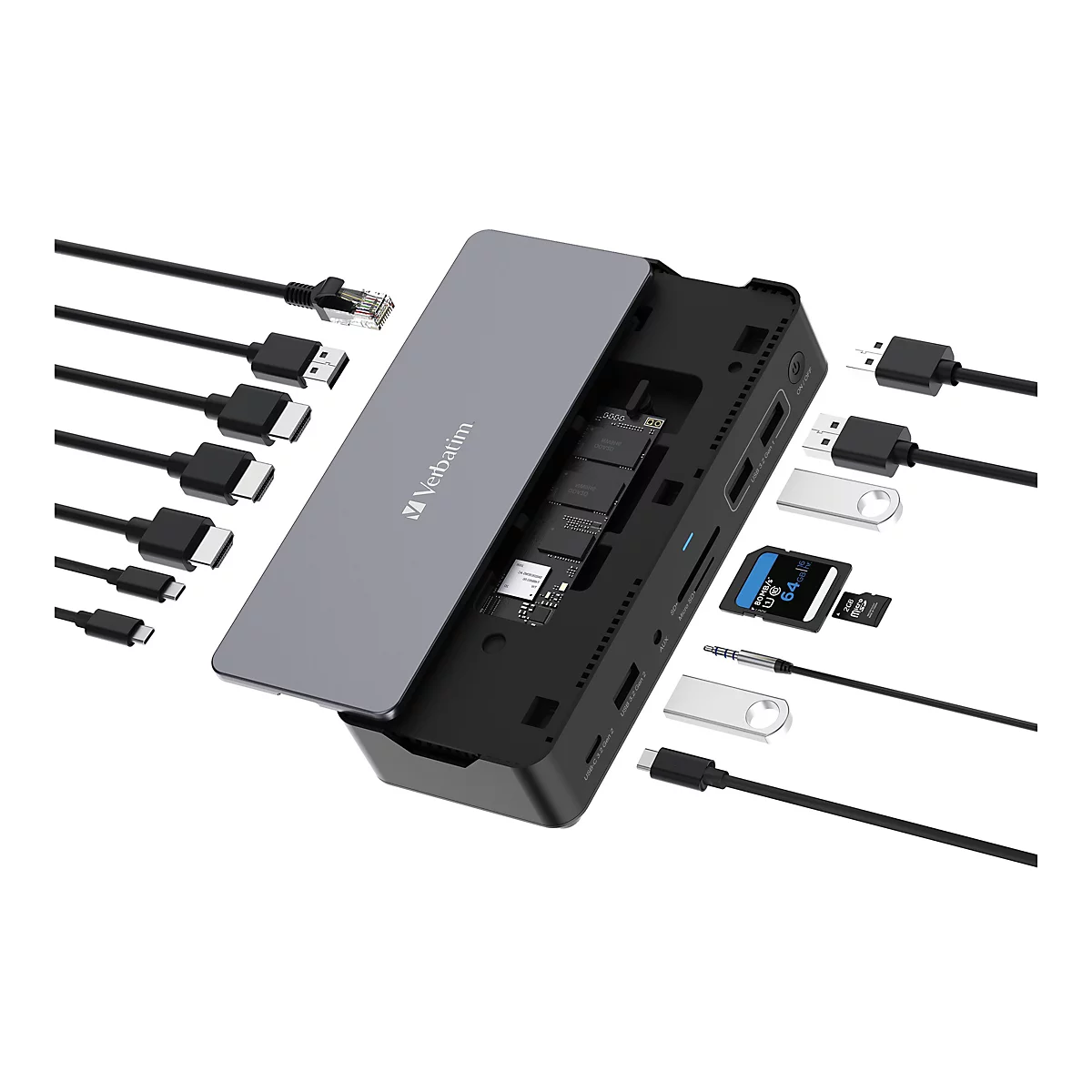 Verbatim Pro - Dockingstation - USB-C - 2 x HDMI, DP - 1GbE - 100 Watt