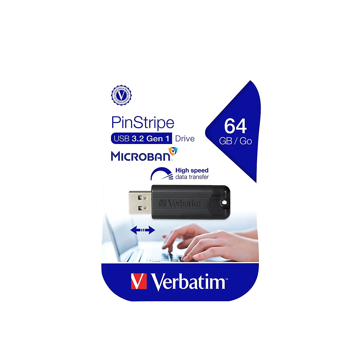 Verbatim Store 'n' Go Pin Stripe USB Drive - USB-Flash-Laufwerk - 64 GB