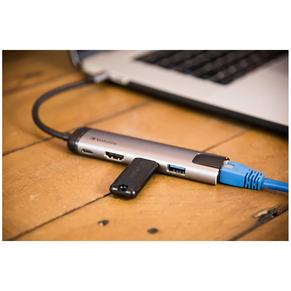 Verbatim USB-C™ Multiport-Hub, USB-C, 3x USB 3.0, HDMI, Gigabit Ethernet, Kabellänge 15 cm