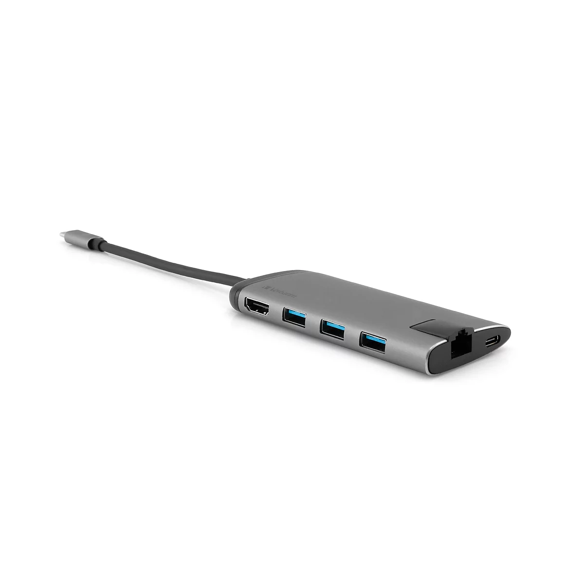 Verbatim USB-C™ Multiport-Hub, USB-C, 3x USB 3.0, HDMI, Gigabit Ethernet, SD/microSD, Kabellänge 15 cm