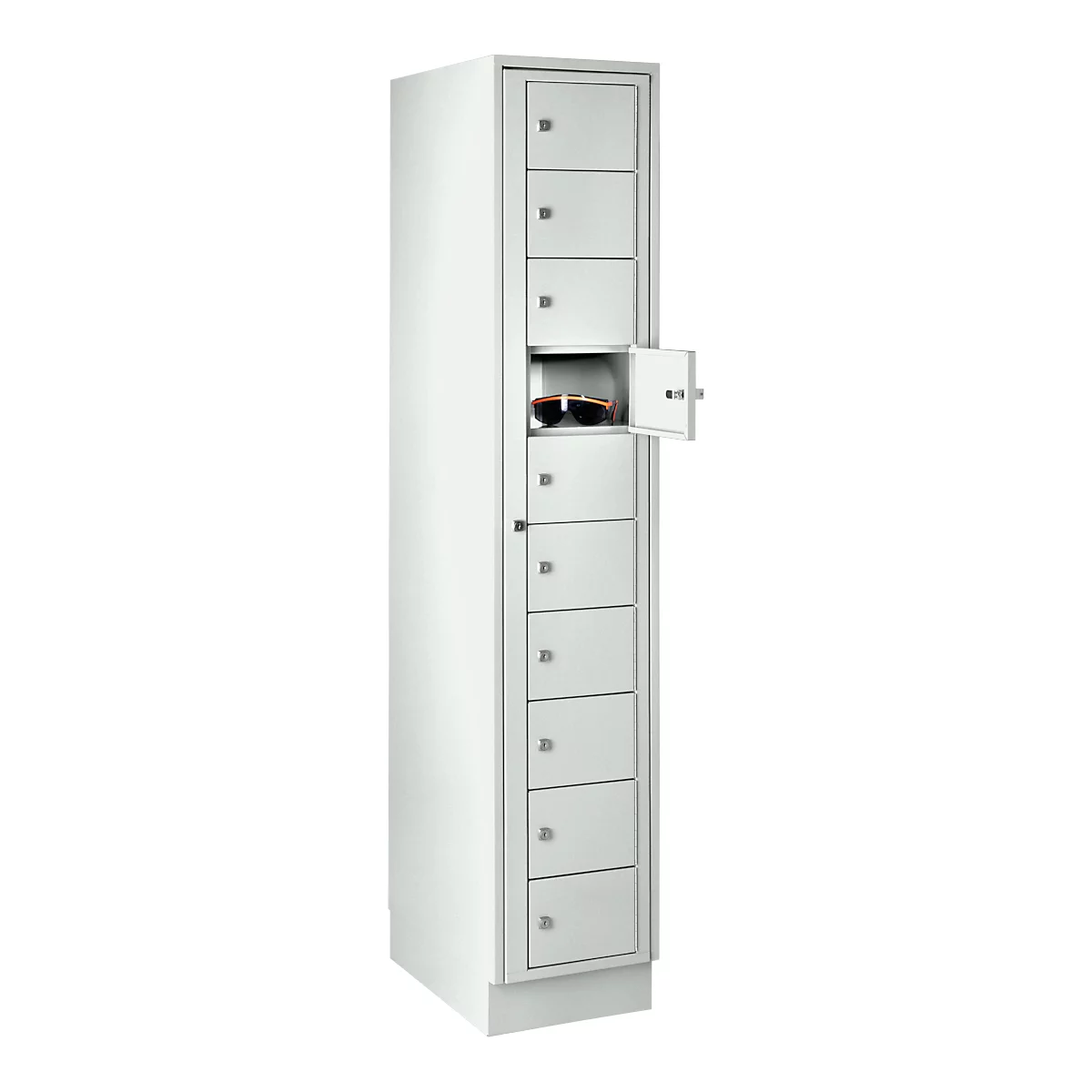Verdeelkast, met centrale deur, compartimentbreedte aan de binnenzijde 350 mm, breedte 350 mm, 10 vakken, lichtgrijs