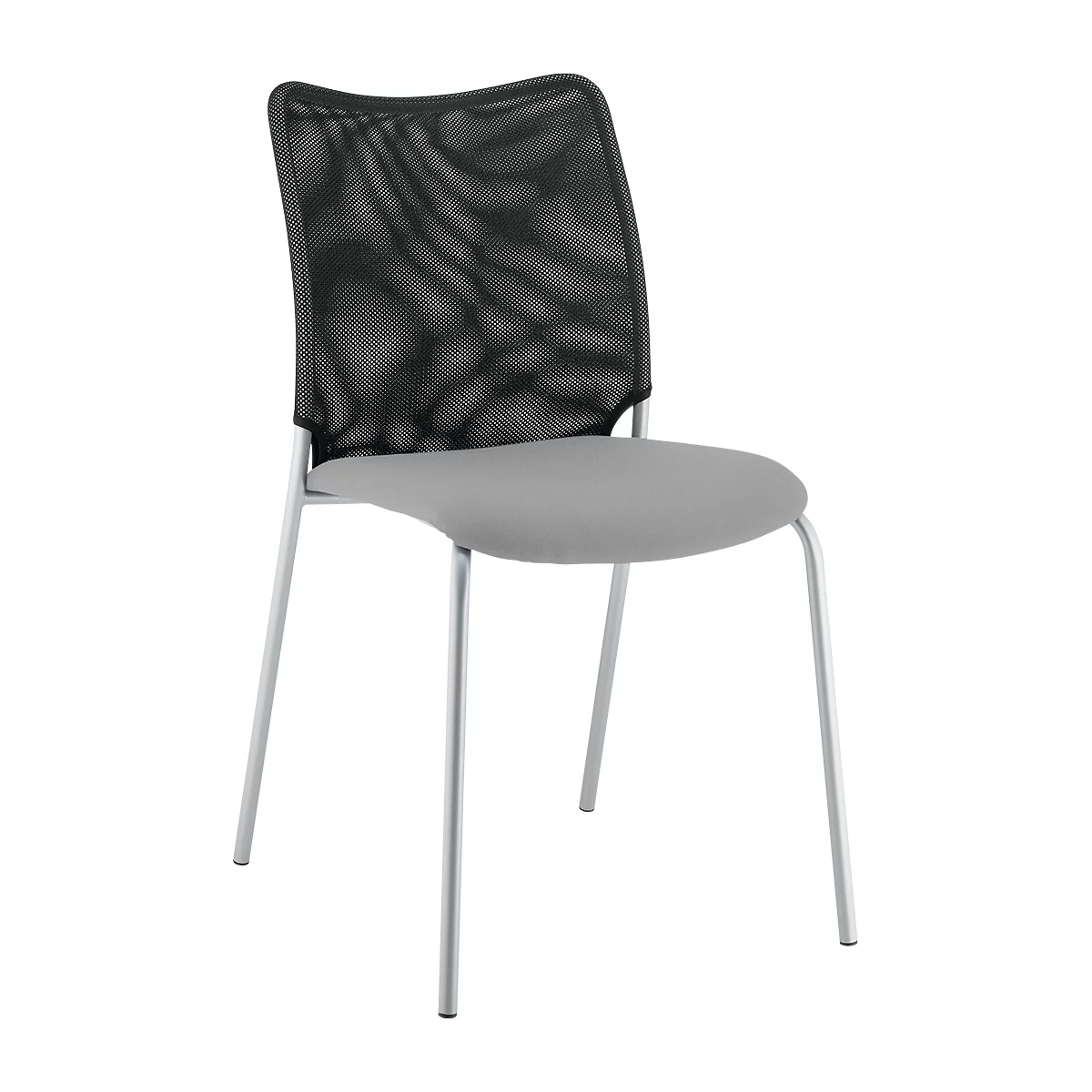 Vergaderstoel Sun, zonder armleuningen, aluminium, zilver frame, grijs