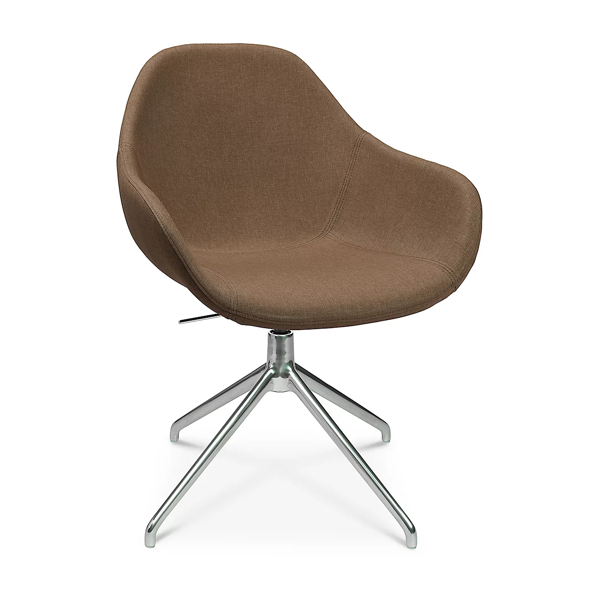 Vergaderstoel Topstar Sitness Life 2.0, draaibaar/zitting in hoogte verstelbaar, armleuningen, B 450 x D 390 x H 440-470 mm, 4-poots onderstel, gepolijst aluminium &amp; stof, h.bruin