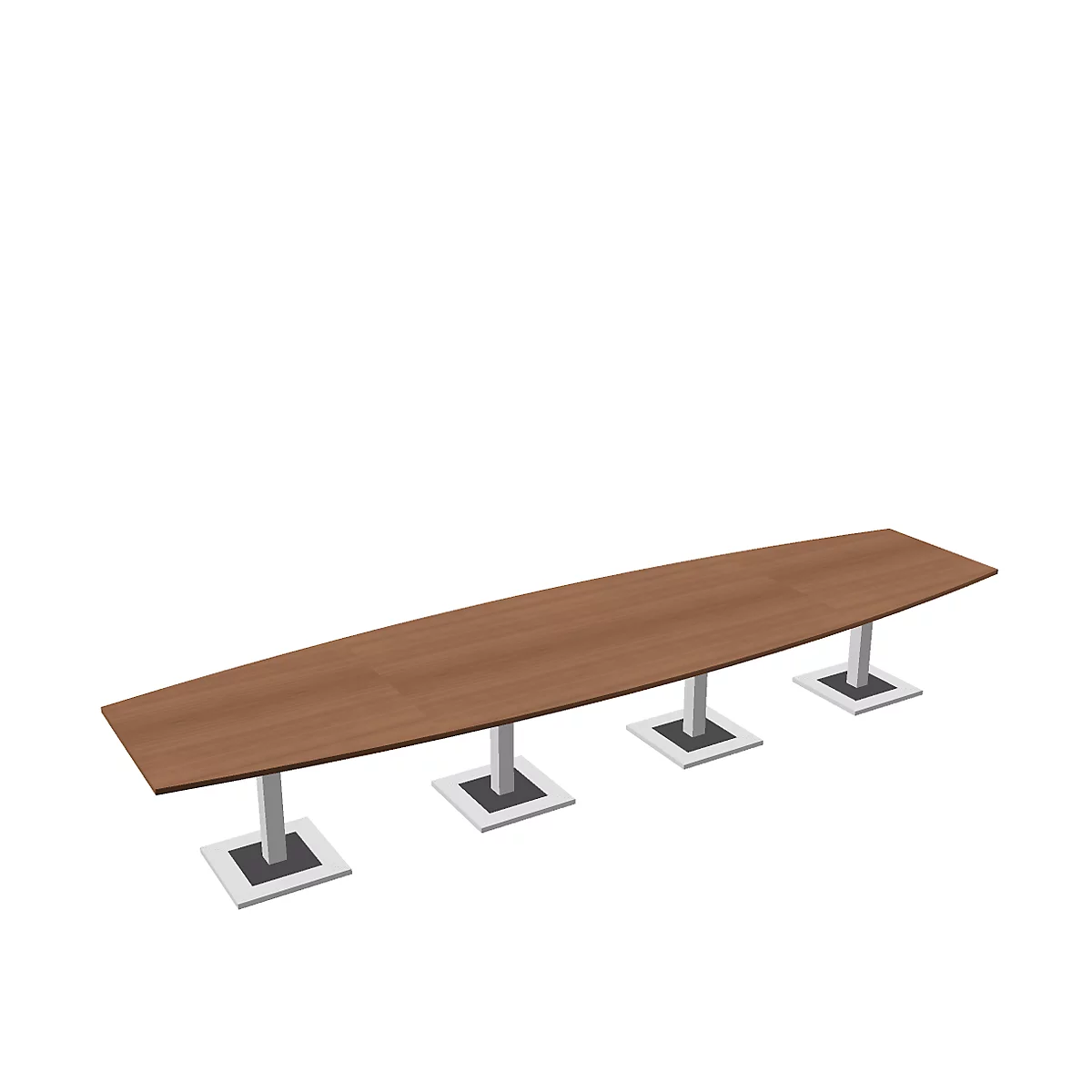 Vergadertafel Quandos bootvorm, 4-delig, B 4500 x D 1200 mm, kersen-Romana