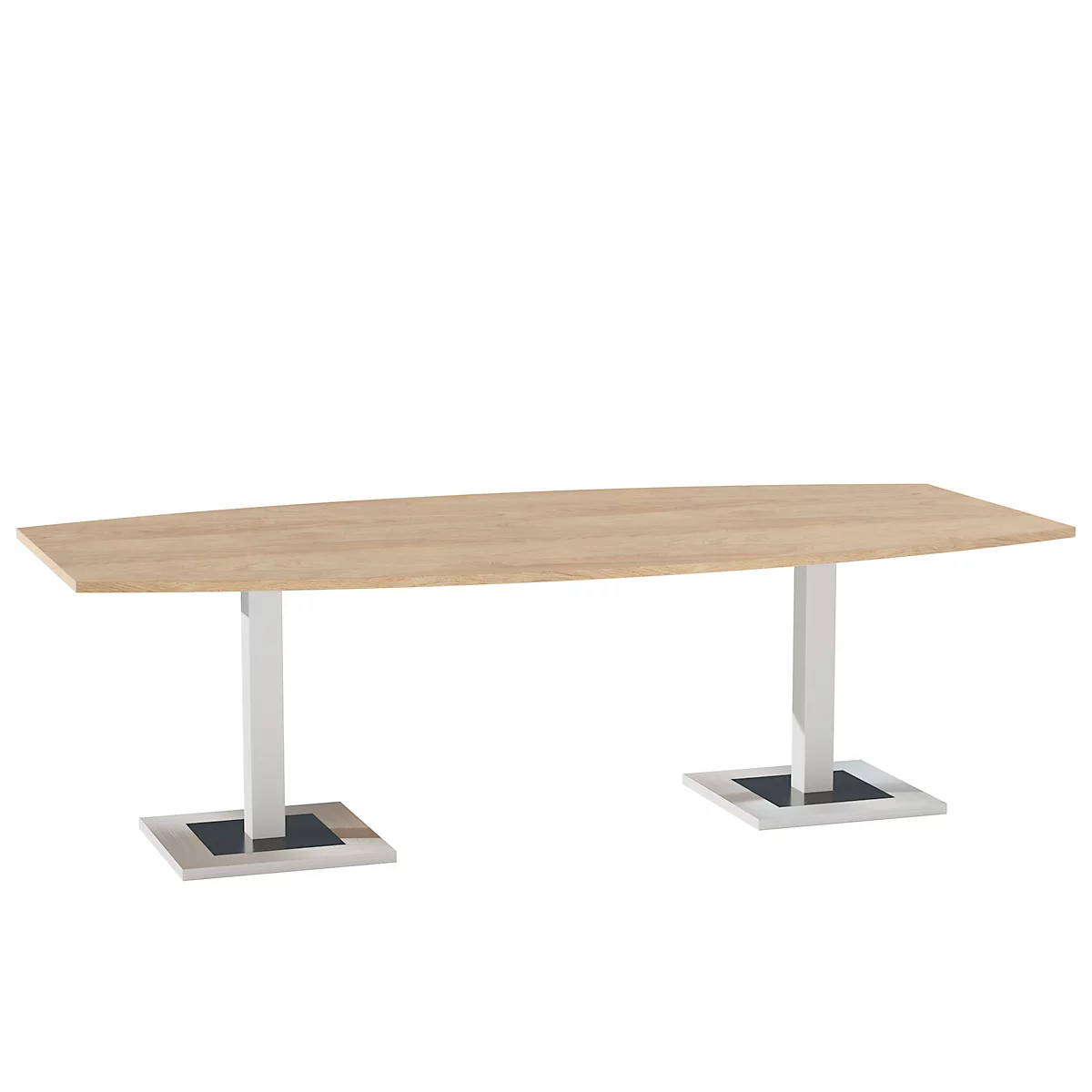 Vergadertafel Quandos bootvorm, B 2400 x D 1200 mm, eik masonic