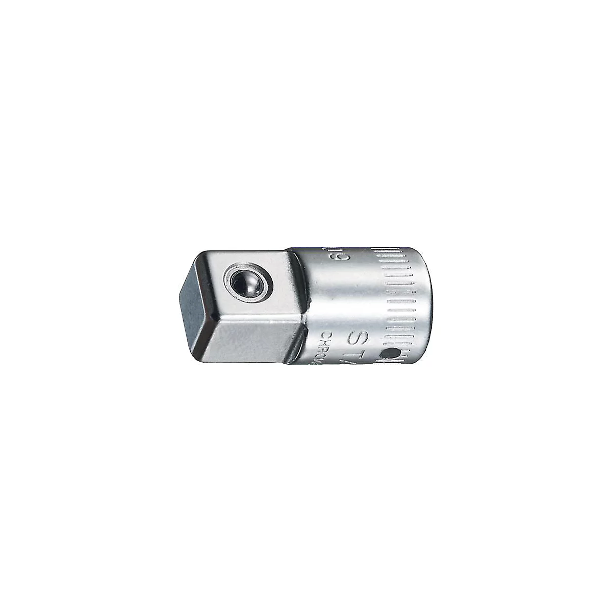 Ein silberner, sechseckiger Adapter für einen Werkzeugkasten.