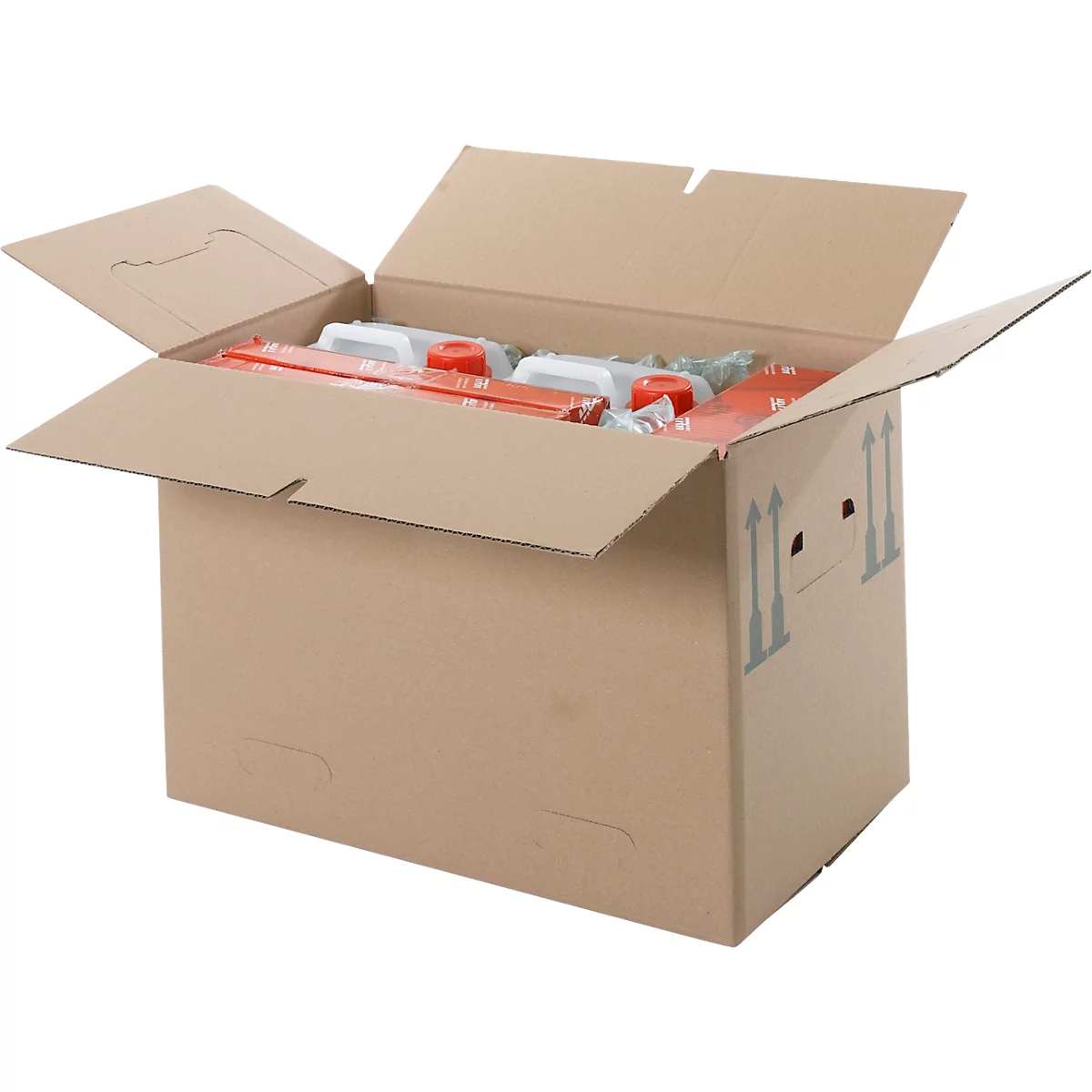 Verhuisdoos, 1-wand, tot 40 kg, etiketteringsveld, versterkte handgrepen, L 500 x B 300 x H 340 mm, bruin, 25 stuks