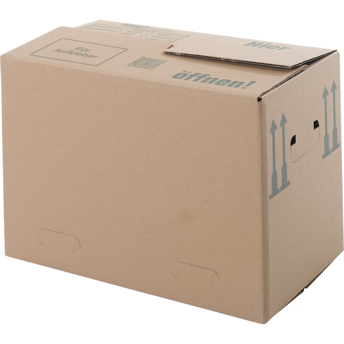 Verhuisdoos, 1-wand, tot 40 kg, etiketteringsveld, versterkte handgrepen, L 500 x B 300 x H 340 mm, bruin, 25 stuks
