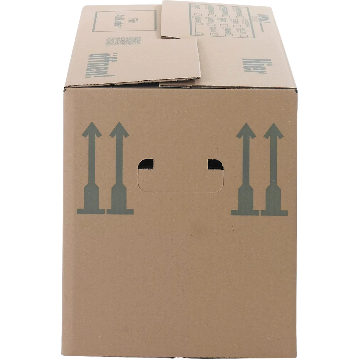 Verhuisdoos, 1-wand, tot 40 kg, etiketteringsveld, versterkte handgrepen, L 500 x B 300 x H 340 mm, bruin, 25 stuks