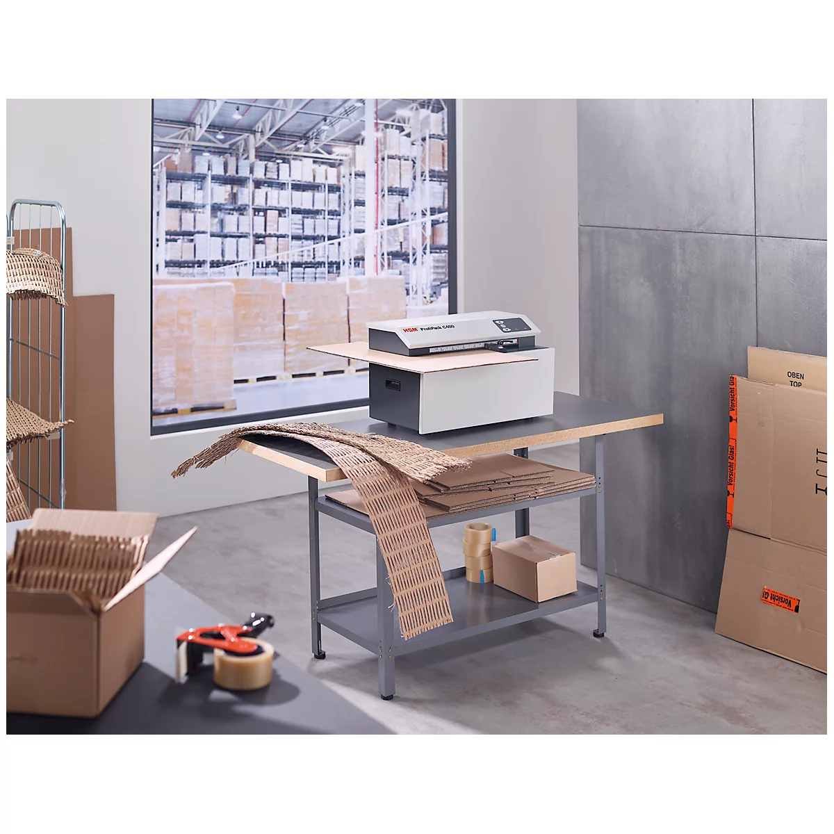 Verpackungspolstermaschine HSM ProfiPack C400, 1 Lage, mit Griffmulde, 610x395x375 mm