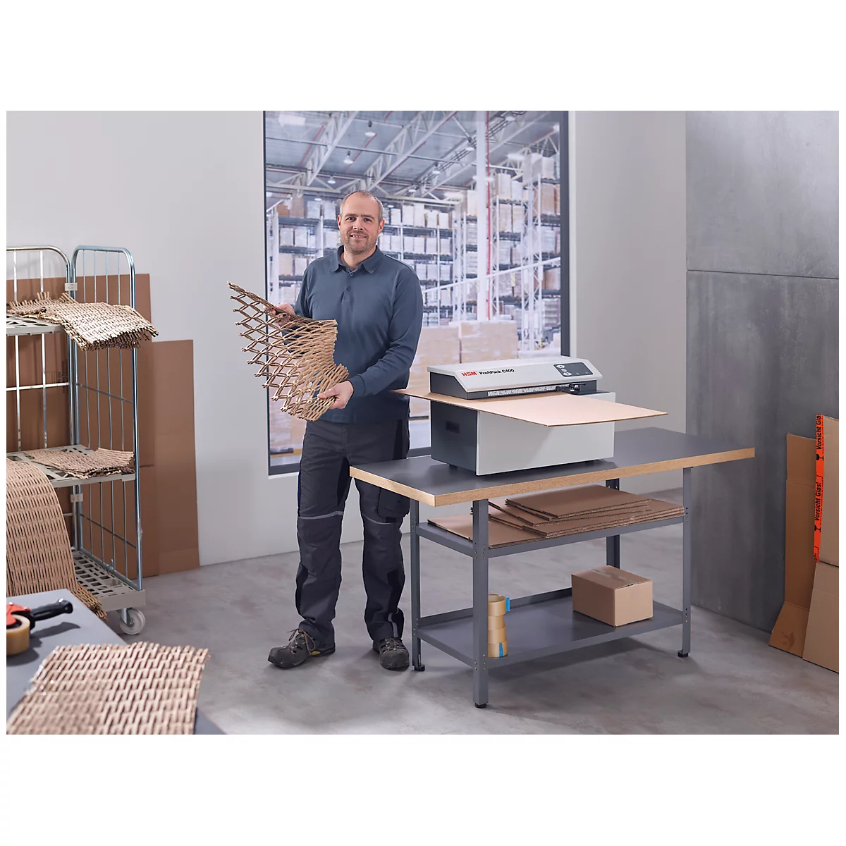 Verpakkingsopbolmachine HSM ProfiPack C400, 1 laag, met handgreep, 610 x 395 x 375 mm