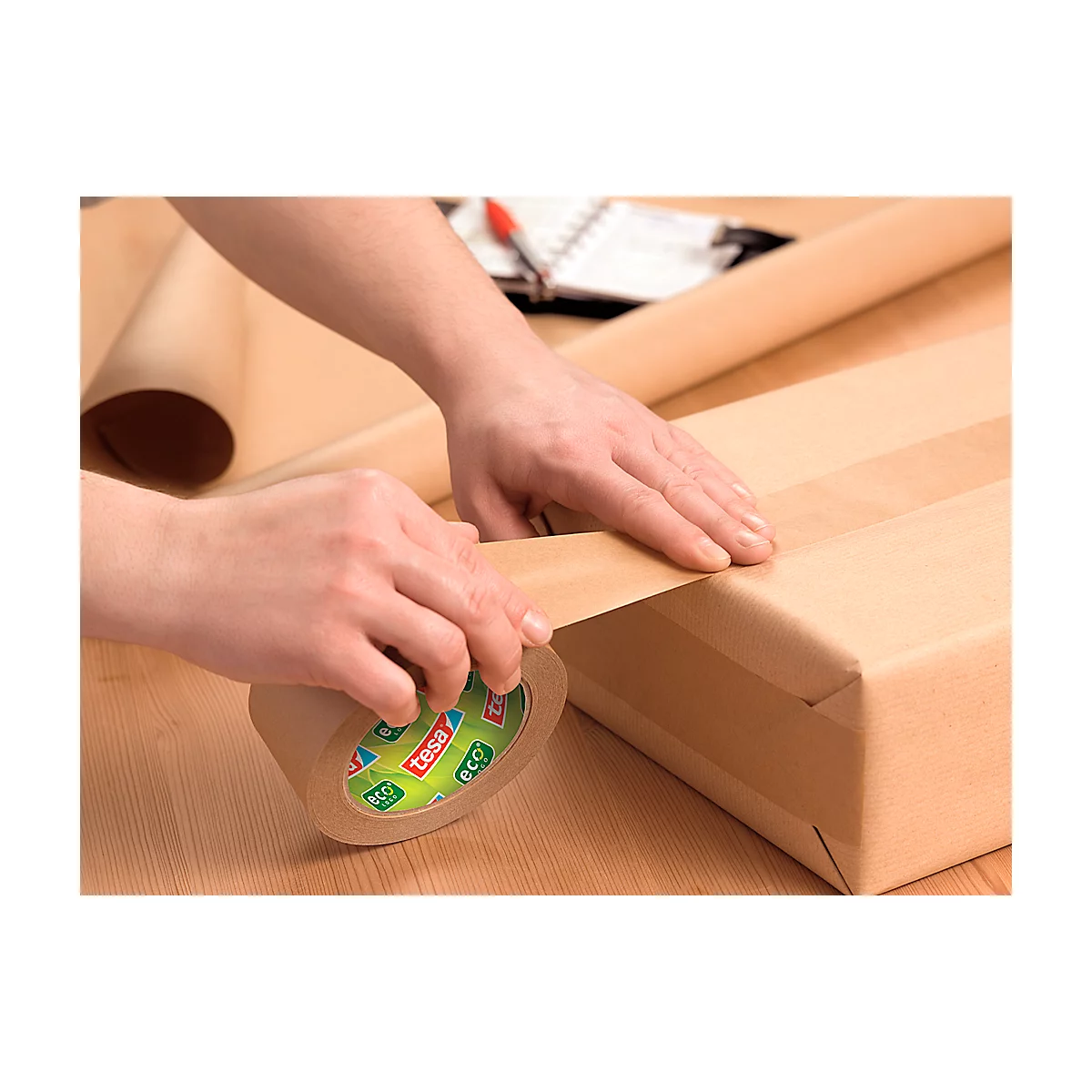 Verpakkingstape tesapack® Paper ecoLogo®, van papier, 50 mm x 50 m, dikte 107 µ, 6 rollen