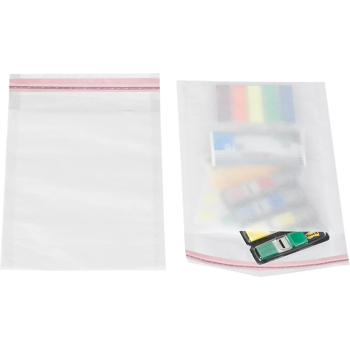 Verpakkingszak, hersluitbaar, met flap &amp; seal naad, scheurbestendig, 138 x 170 mm/120 x 170 mm, FSC® glaspapier, semi-transparant, 500 st.