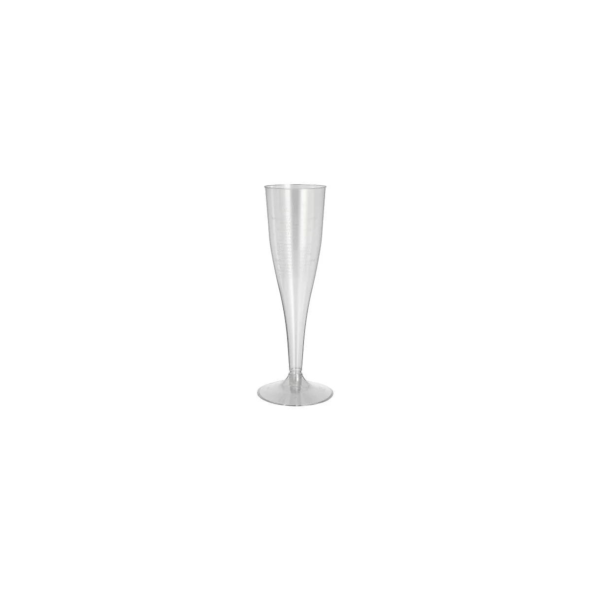 Flûte à champagne transparente, longue tige avec un pied rond.