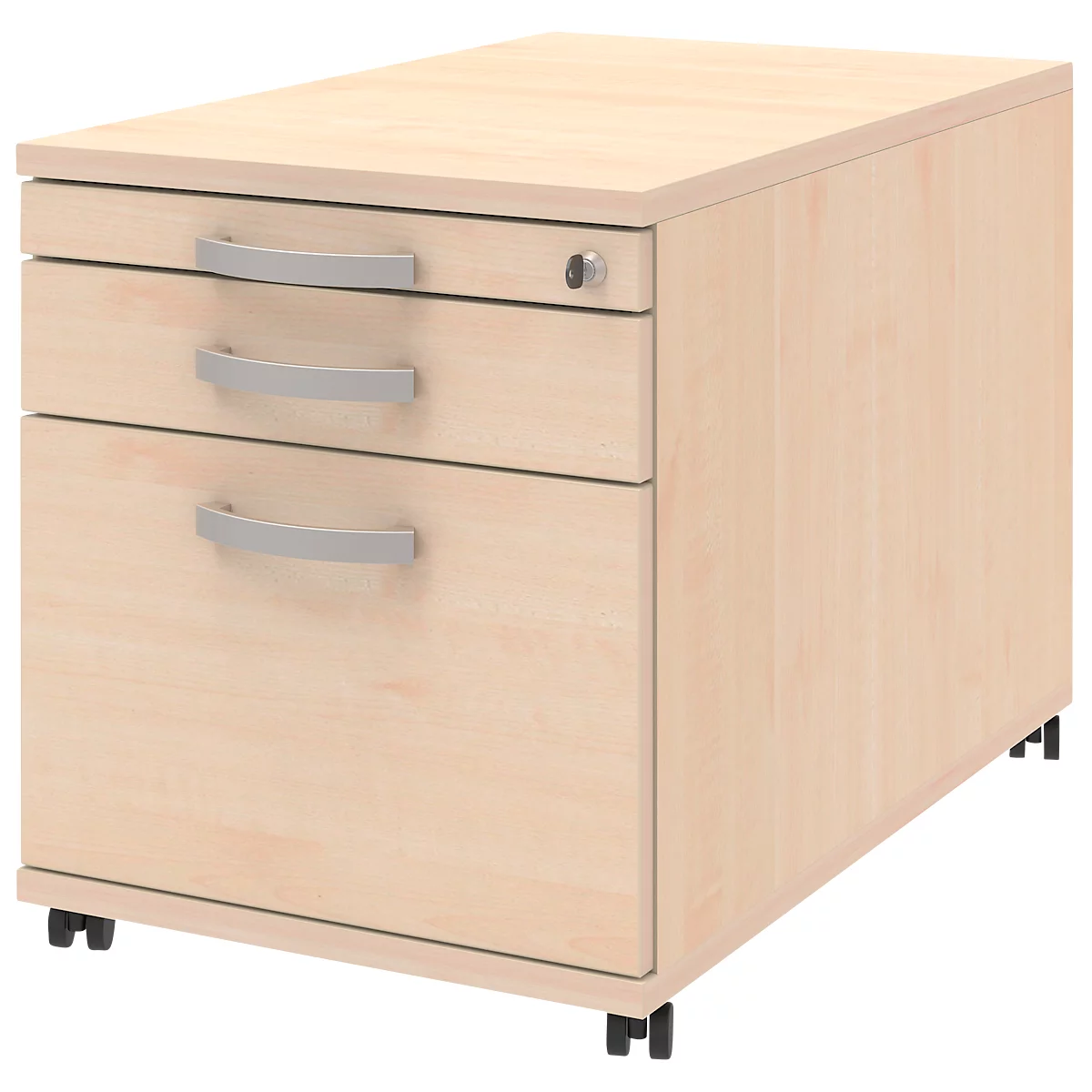 Verrijdbaar ladeblok BARI, hangmappenlade, materiaallade, 1 schuiflade, B 432 x D 577 x H 538 mm esdoornpatroon