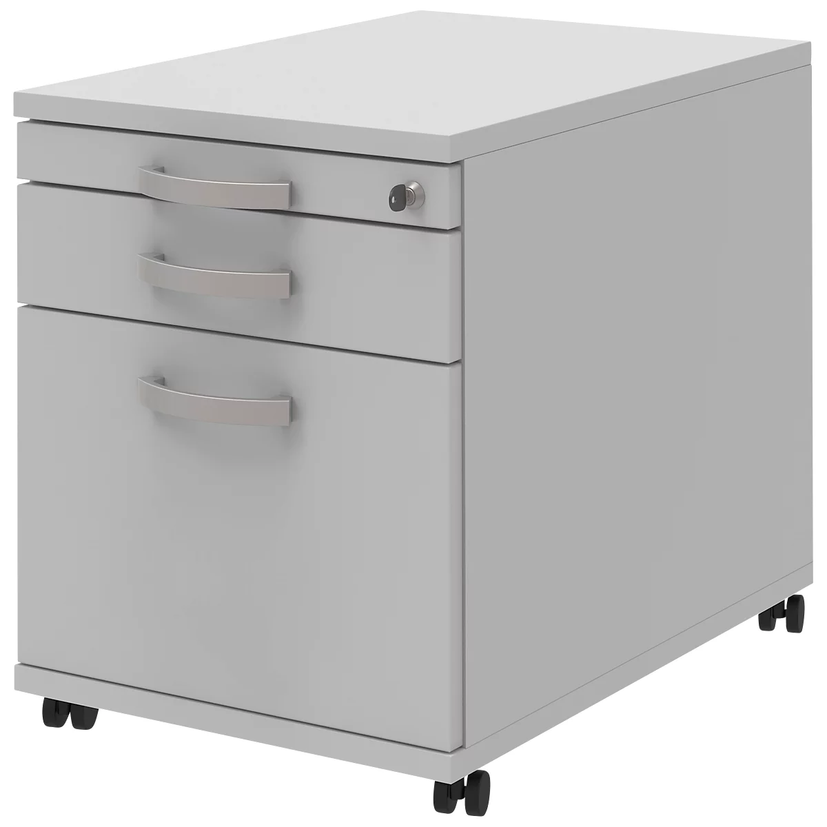 Verrijdbaar ladeblok BARI, hangmappenlade, materiaallade, 1 schuiflade, B 432 x D 577 x H 538 mm lichtgrijs