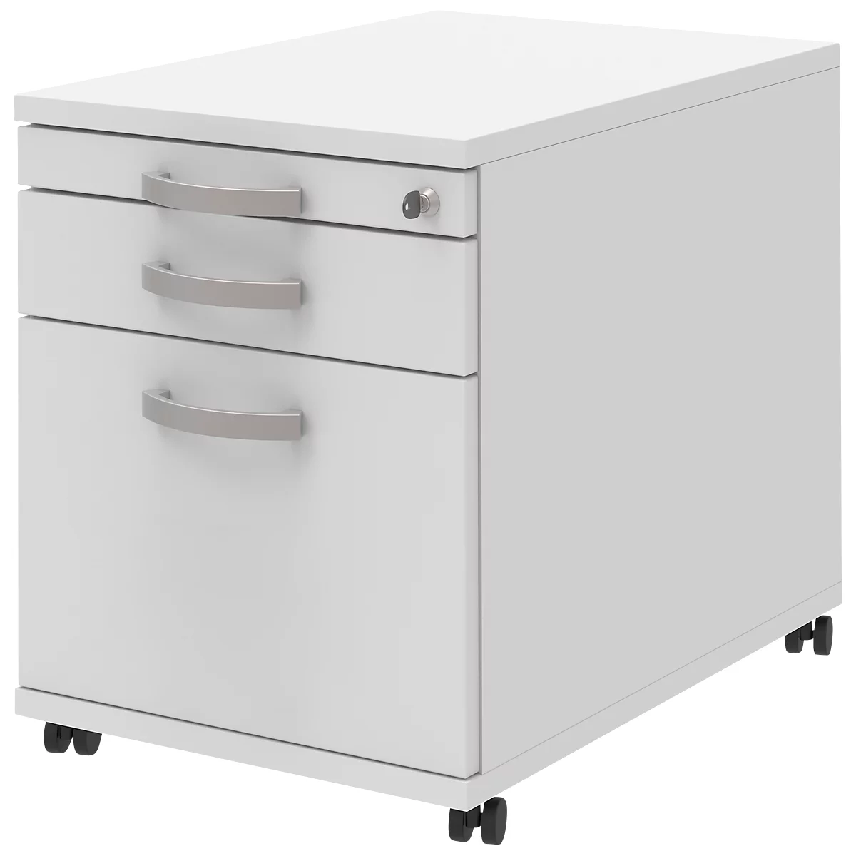 Verrijdbaar ladeblok BARI, hangmappenlade, materiaallade, 1 schuiflade, B 432 x D 577 x H 538 mm wit