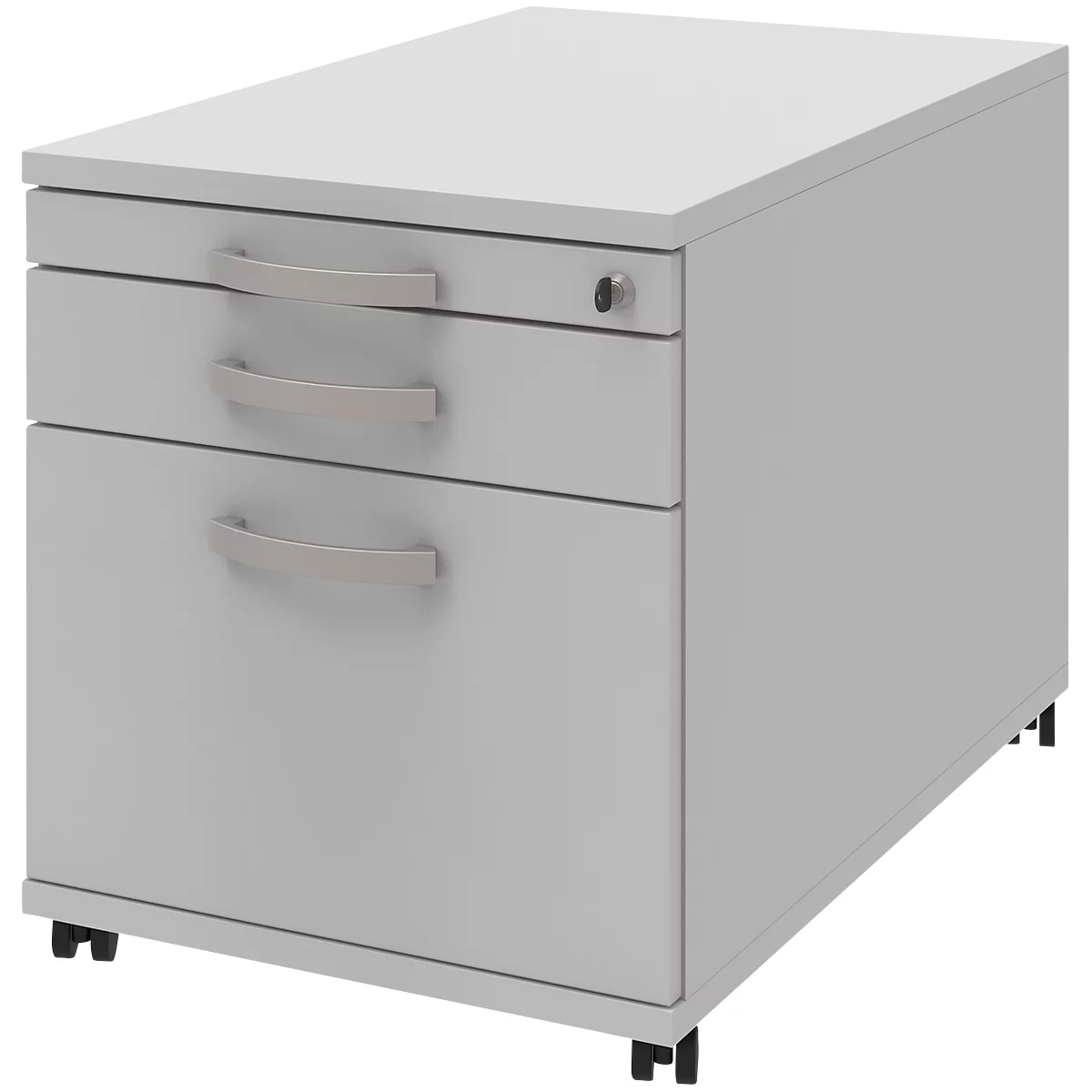 Verrijdbaar ladeblok BARI, hangmappenlade, materiaallade, 1 schuiflade, B 432 x D 800 x H 538 mm lichtgrijs