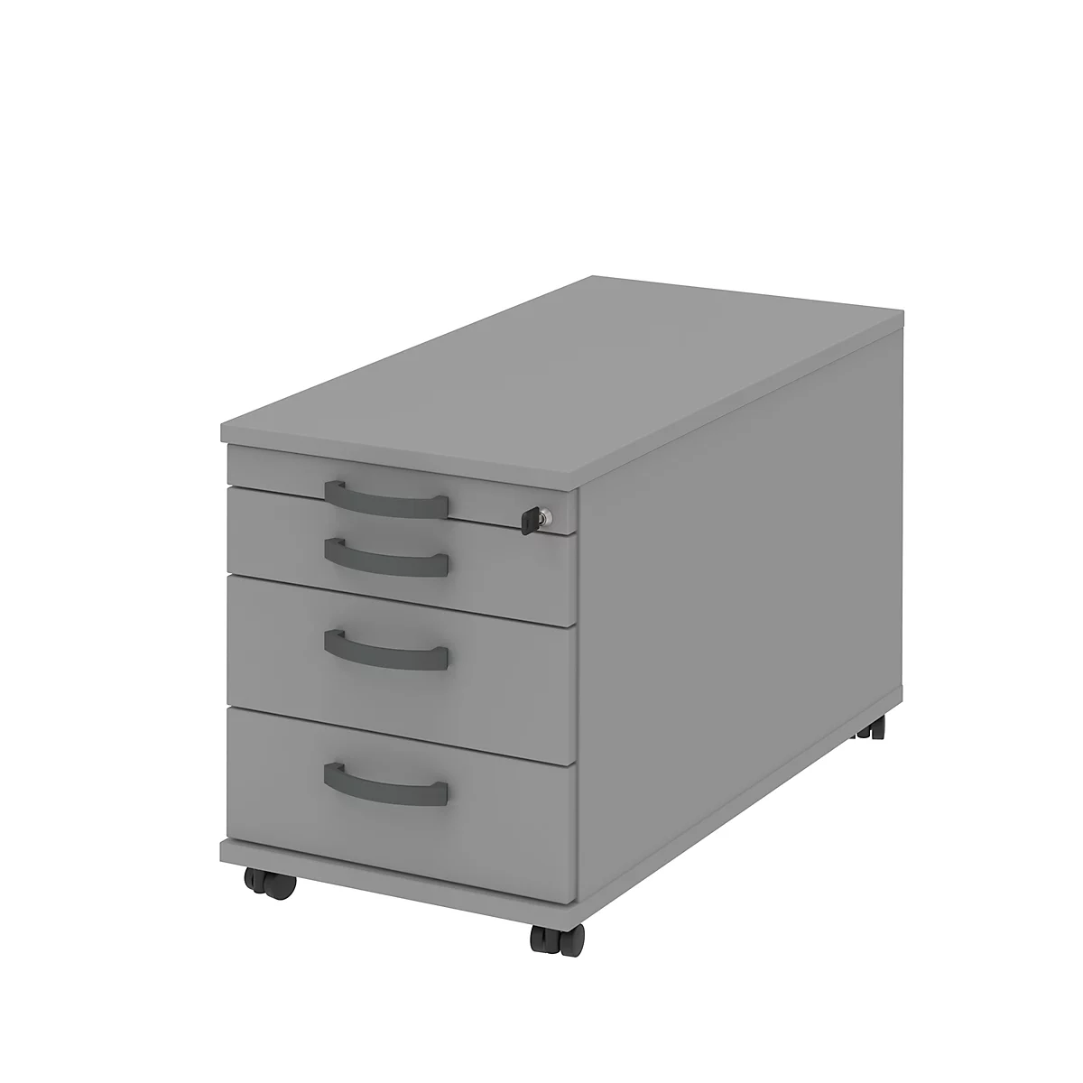 Verrijdbaar ladeblok BARI, hangmappenlade, materiaallade, 1 schuiflade, B 432 x D 800 x H 538 mm middengrijs