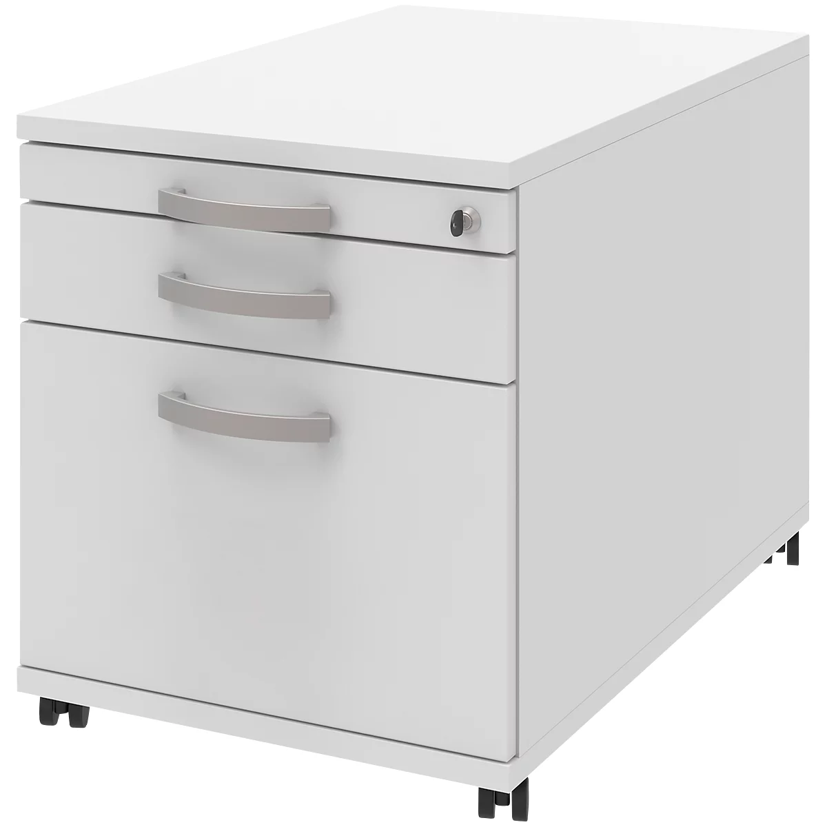 Verrijdbaar ladeblok BARI, hangmappenlade, materiaallade, 1 schuiflade, B 432 x D 800 x H 538 mm wit