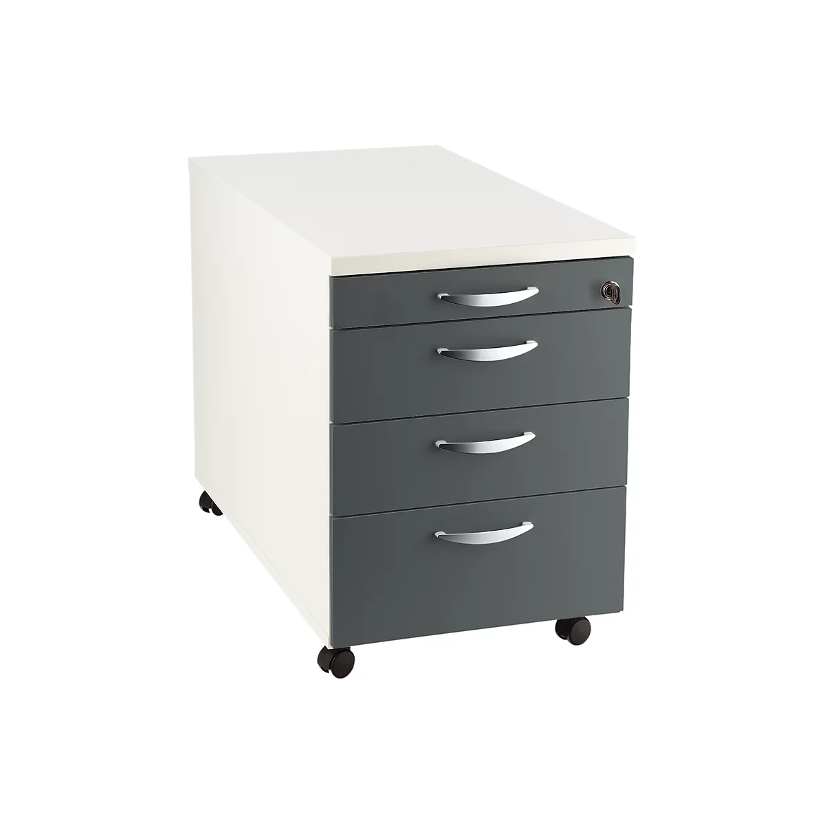 Verrijdbaar ladeblok NEVADA - B 430 x D 600 x H 600 mm - 3 laden + 1 materiaallade - donkergrijs
