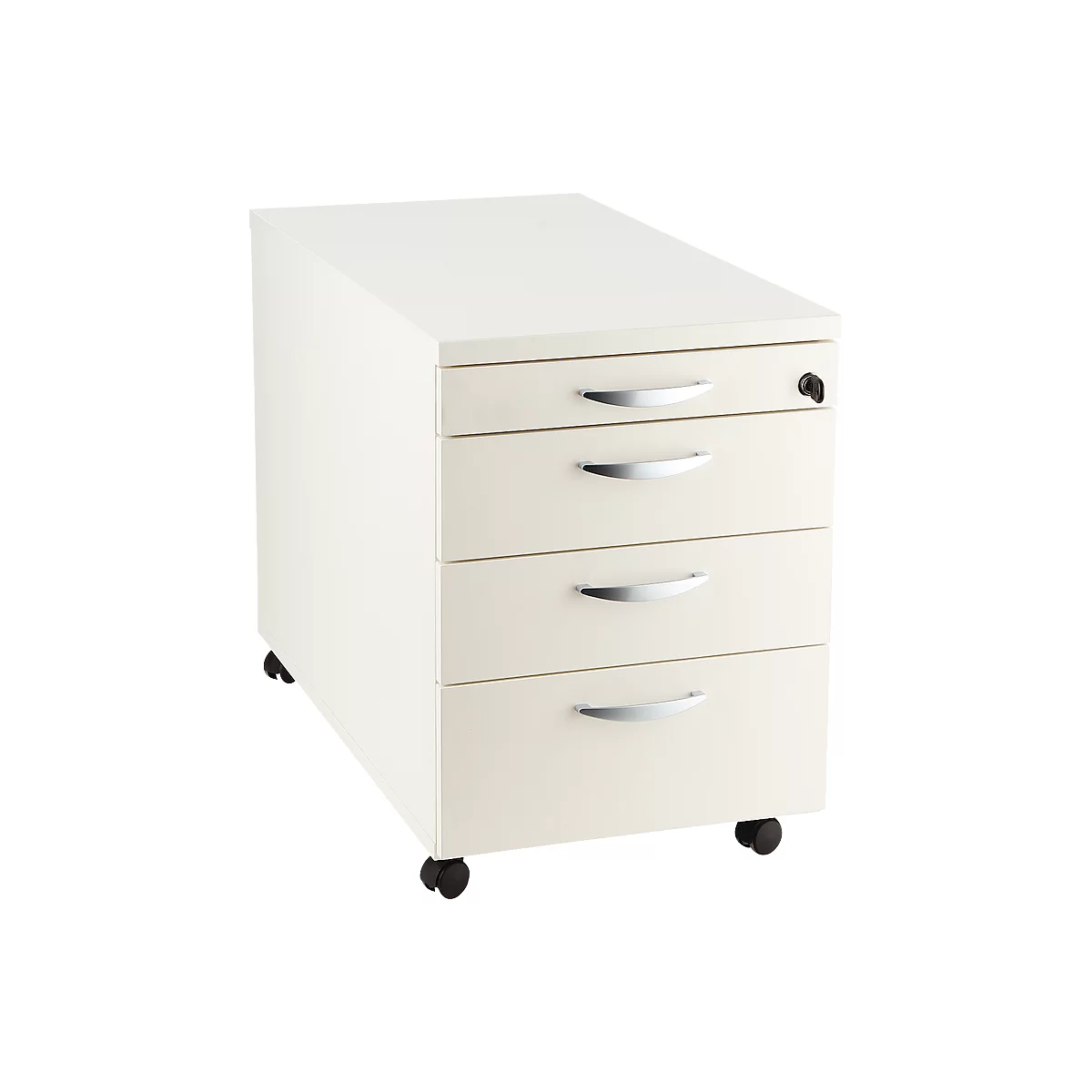 Verrijdbaar ladeblok NEVADA - B 430 x D 600 x H 600 mm - 3 laden + 1 materiaallade - wit