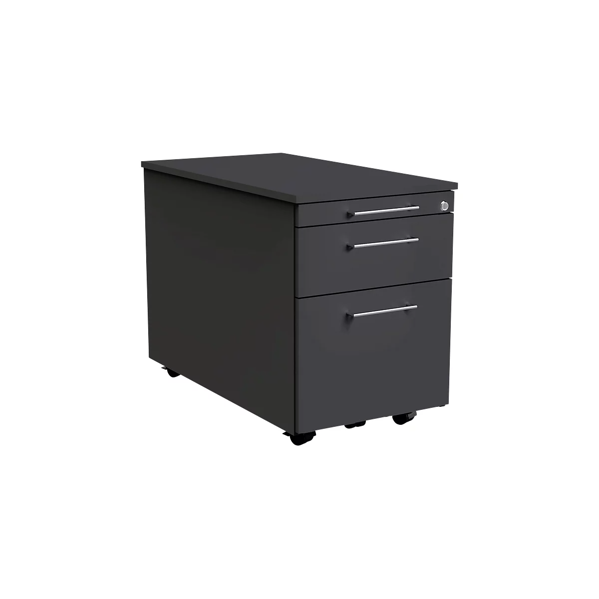 Verrijdbaar ladeblok Toledo, 2 laden, hangmappenlade, B 420 x D 800 x H 540 mm, afsluitbaar, antraciet