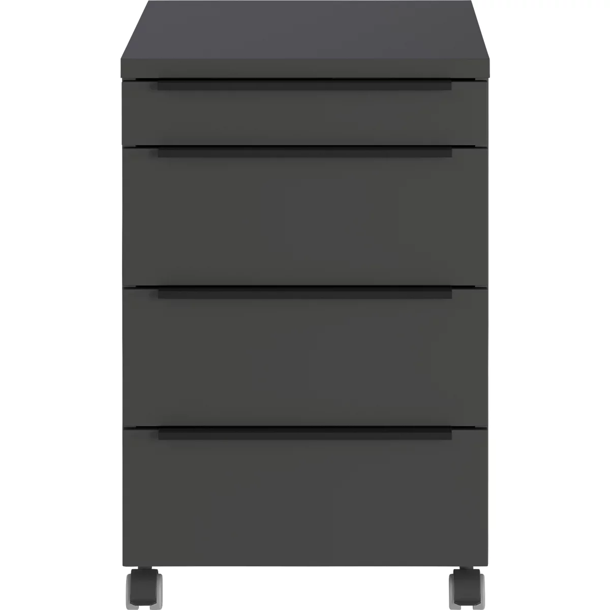 Verrijdbaar onderstel, 4 laden incl. opbergvak, B 420 x D 600 x H 630 mm, grafiet