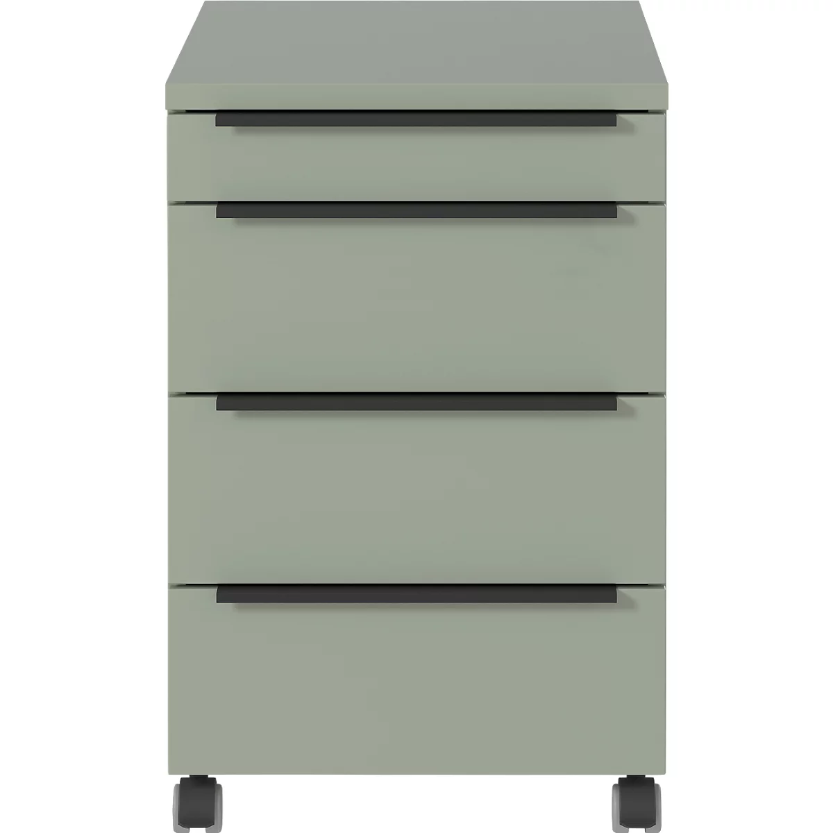 Verrijdbaar onderstel, 4 laden incl. opbergvak, B 420 x D 600 x H 630 mm, taupe groen