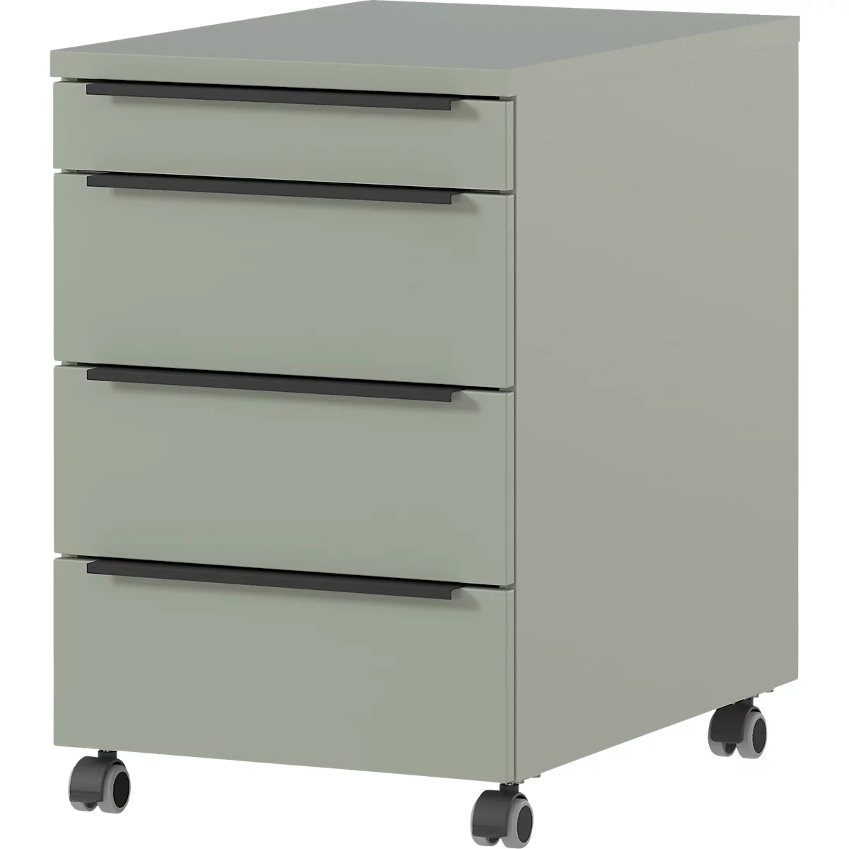 Verrijdbaar onderstel, 4 laden incl. opbergvak, B 420 x D 600 x H 630 mm, taupe groen