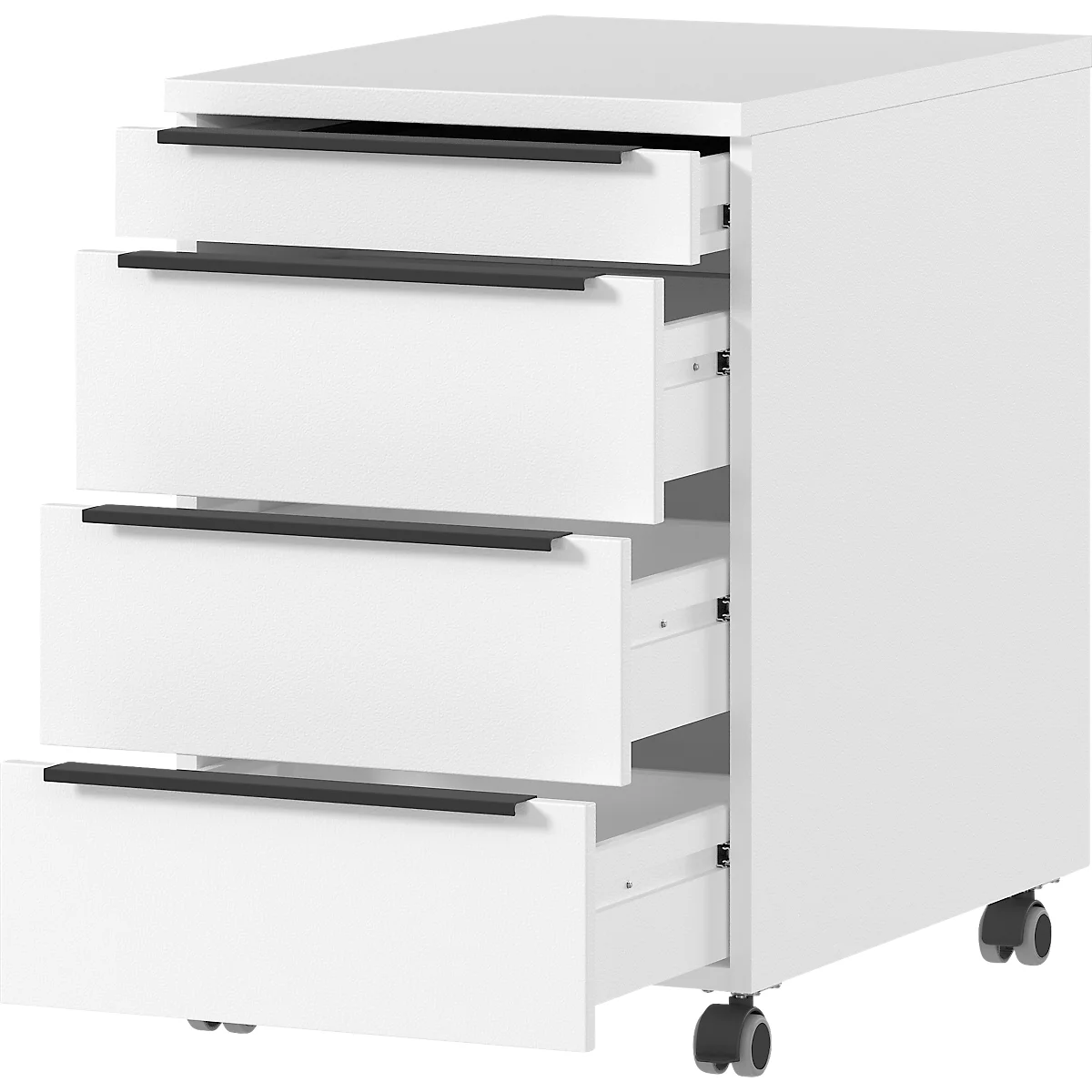 Verrijdbaar onderstel, 4 laden incl. opbergvak, B 420 x D 600 x H 630 mm, wit