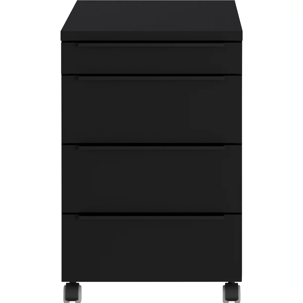 Verrijdbaar onderstel, 4 laden incl. opbergvak, B 420 x D 600 x H 630 mm, zwart