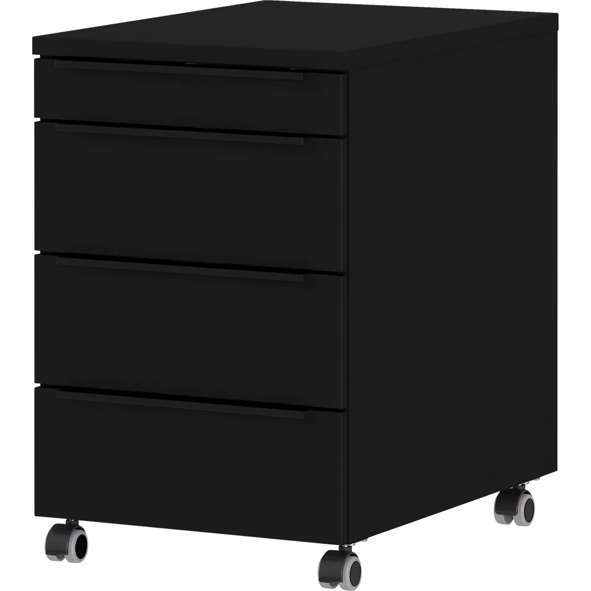 Verrijdbaar onderstel, 4 laden incl. opbergvak, B 420 x D 600 x H 630 mm, zwart