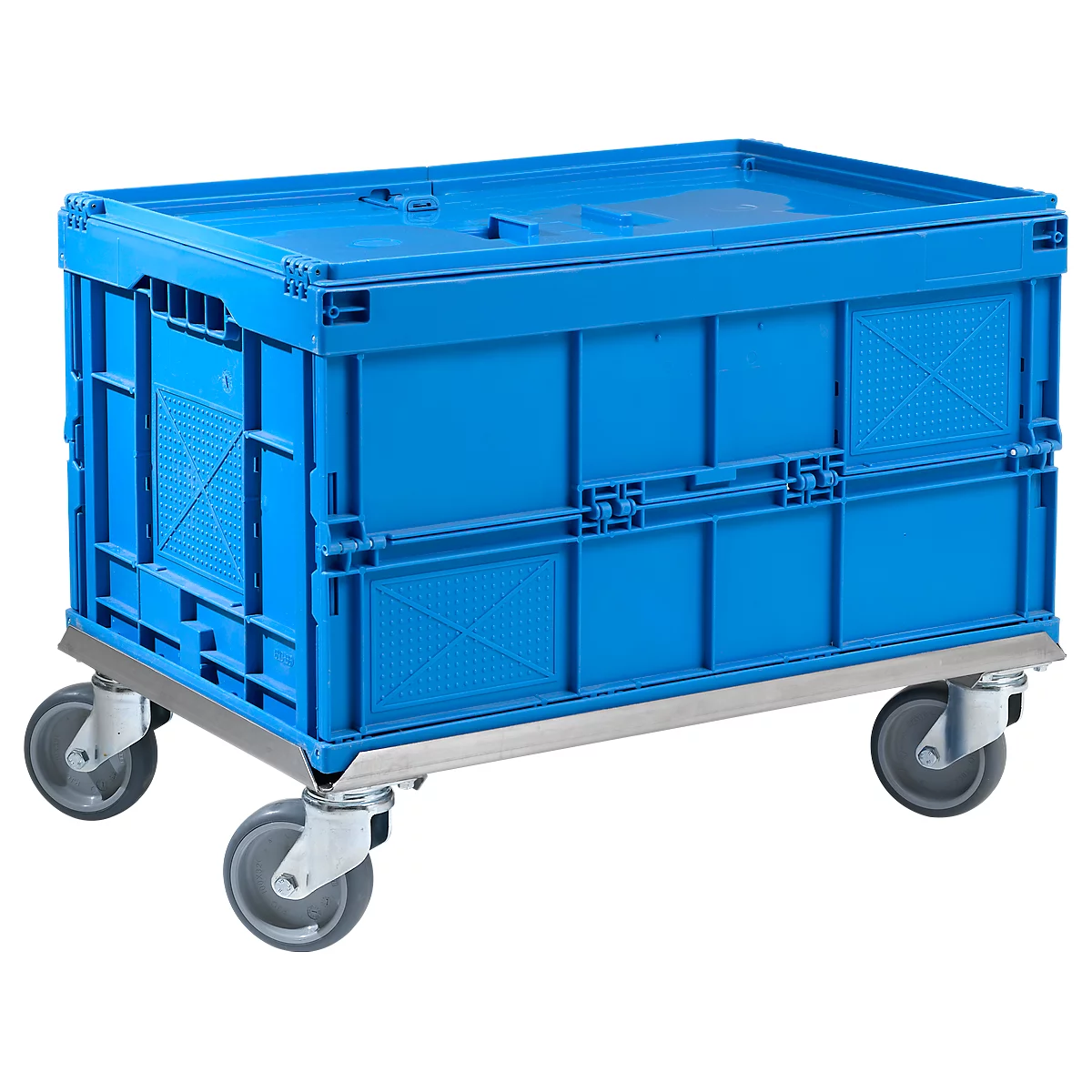 Verrijdbaar rvs onderstel, 811 x 611 mm, draagvermogen 150 kg
