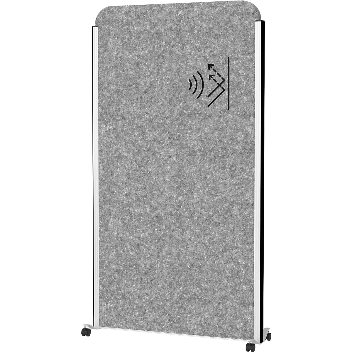 Verrijdbaar wandsysteem MAULcocoon Akustik, B 1000 x H 1800 mm, donkergrijs oppervlak, zilver