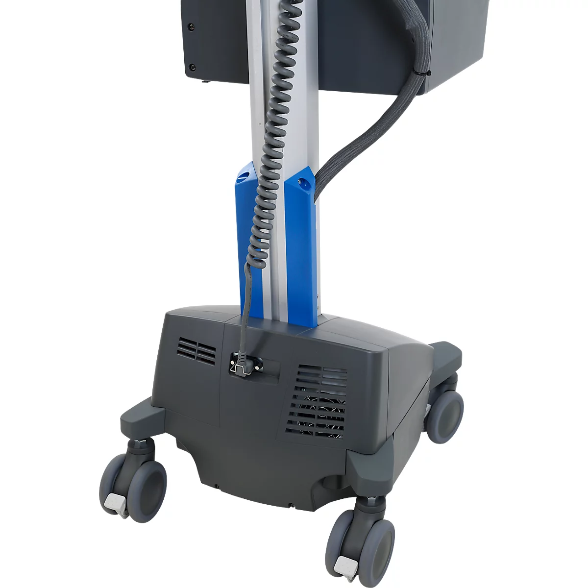 Verrijdbaar werkstation Ergotron StyleView® SV42-8302-2, beeldschermscharnier voor 1 beeldscherm tot 24', werkblad, toetsenbord-/muislade, geïntegreerde voeding