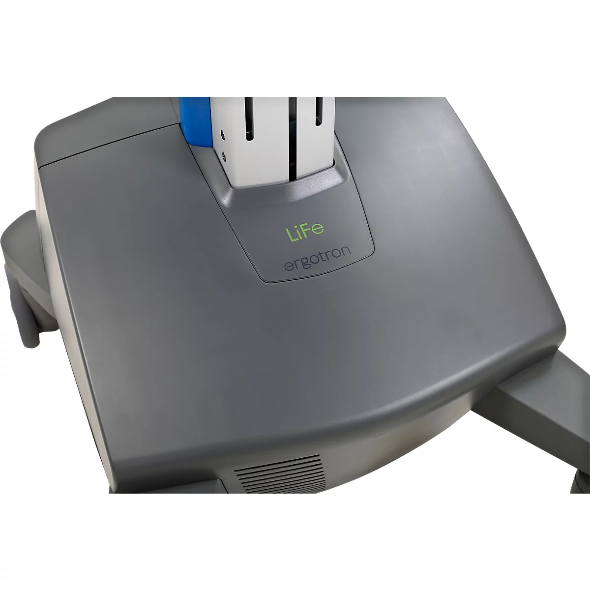Verrijdbaar werkstation Ergotron StyleView® SV42-8302-2, beeldschermscharnier voor 1 beeldscherm tot 24', werkblad, toetsenbord-/muislade, geïntegreerde voeding