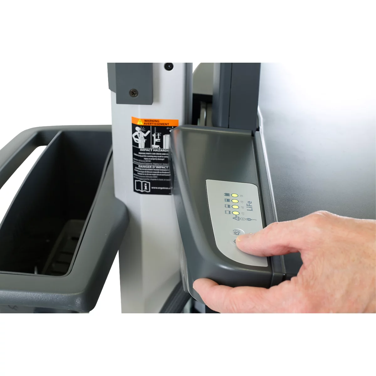 Verrijdbaar werkstation Ergotron StyleView® SV42-8302-2, beeldschermscharnier voor 1 beeldscherm tot 24', werkblad, toetsenbord-/muislade, geïntegreerde voeding