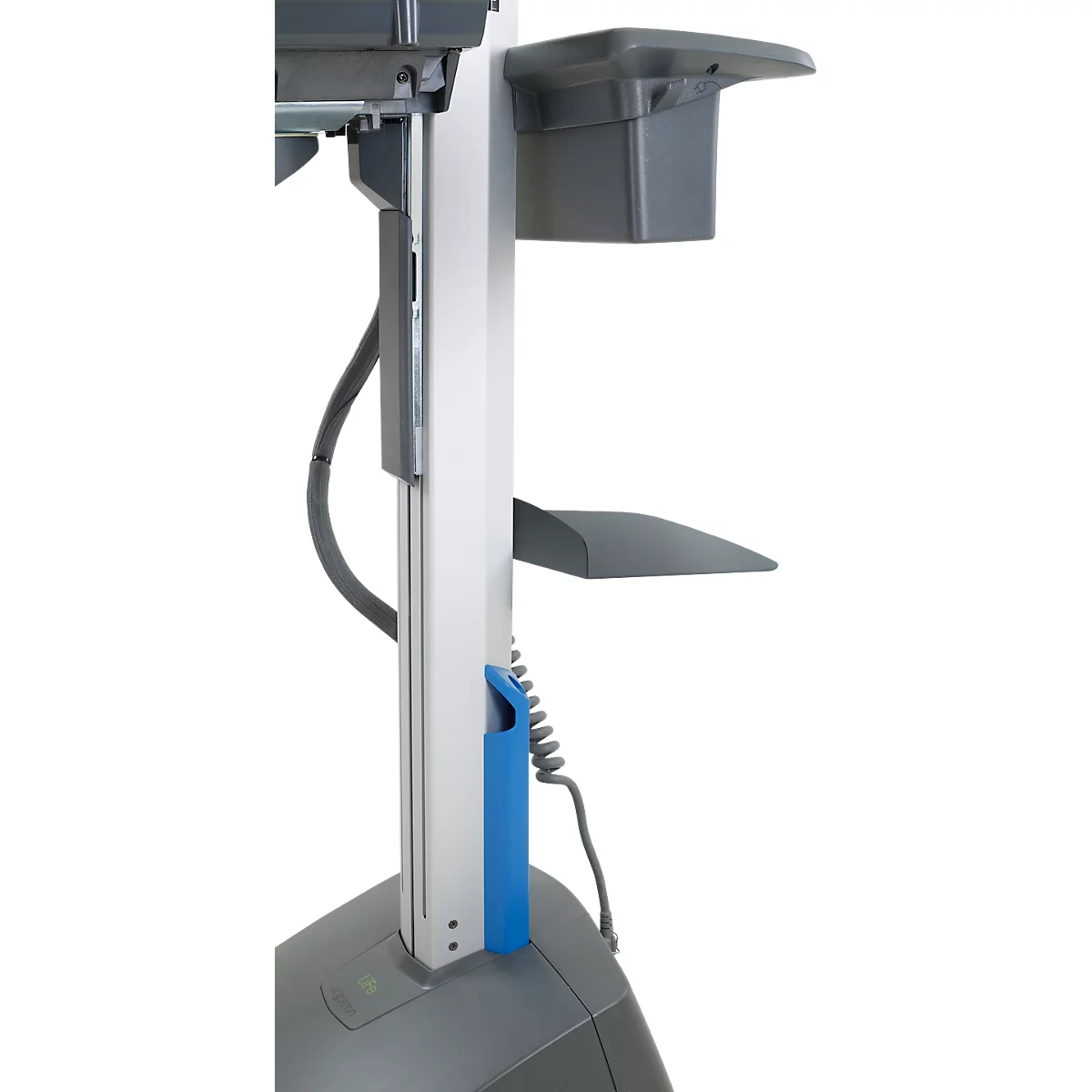 Verrijdbaar werkstation Ergotron StyleView® SV42-8302-2, beeldschermscharnier voor 1 beeldscherm tot 24', werkblad, toetsenbord-/muislade, geïntegreerde voeding