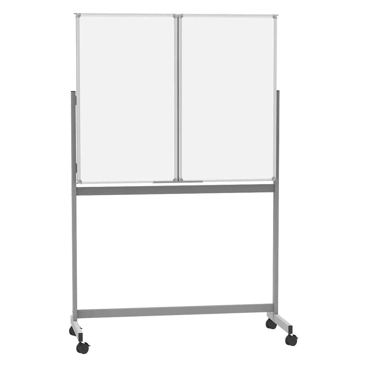 Verrijdbaar whiteboard vouwbord MAULstandard, wit geplastificeerd, magnetisch, 2 panelen, B 1200 x H 1000 mm