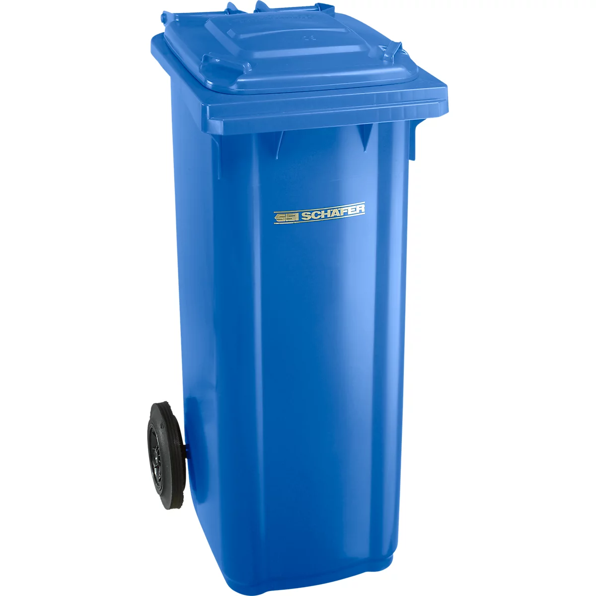 Verrijdbare afvalbak GMT eXtra, inhoud 120 l, EN 840-1, voorbereid voor friteshouder, met trekgreep, polyetheen, B 505 x D 555 x H 1105 mm, blauw