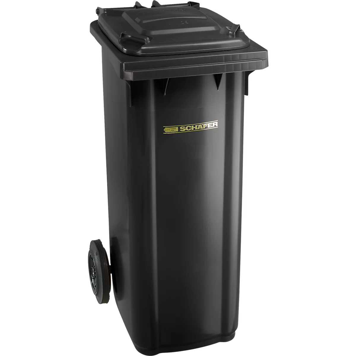 Verrijdbare afvalbak GMT eXtra, volume 120 l, EN 840-1, voorbereid voor friteshouder, met trekgreep, polyetheen, B 505 x D 555 x H 1105 mm, antraciet