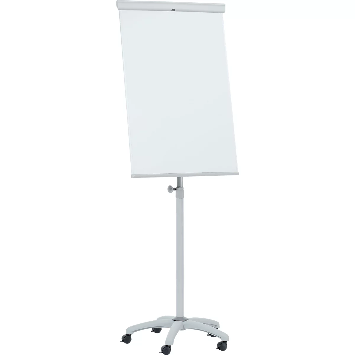 Verrijdbare flip-over Franken X-tra!Line, in hoogte verstelbaar, houder met snelsluiting, opbergbak, magnetisch bord met B 680 x H 1050 mm, 5 wielen