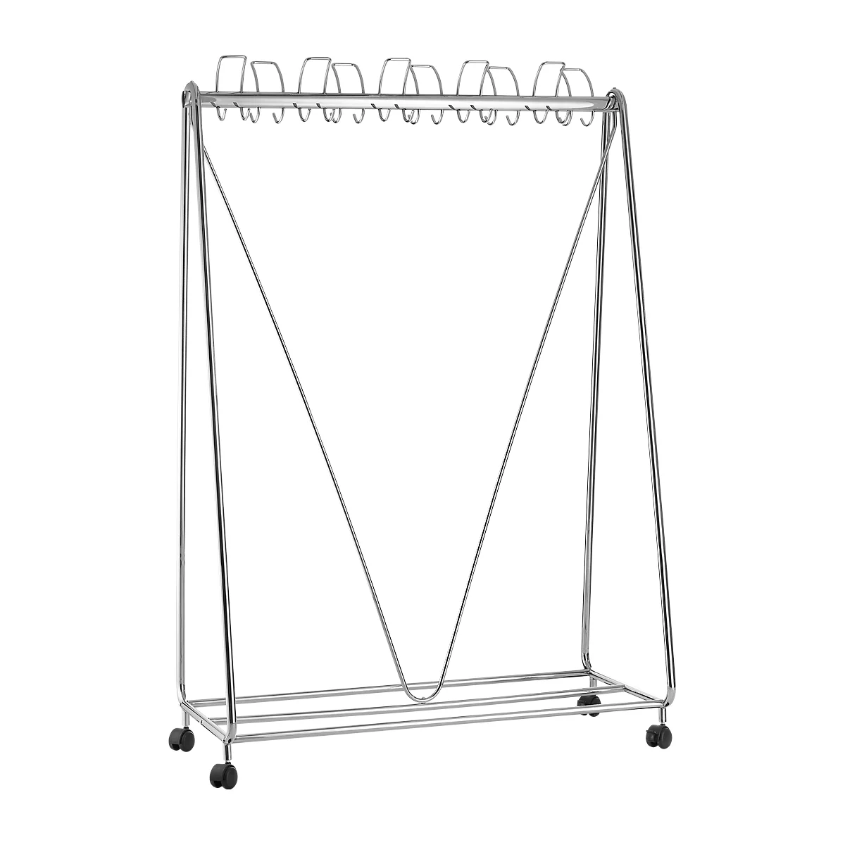 Verrijdbare garderoberek, B 1100 x D 510 x H 1680 mm, chroom