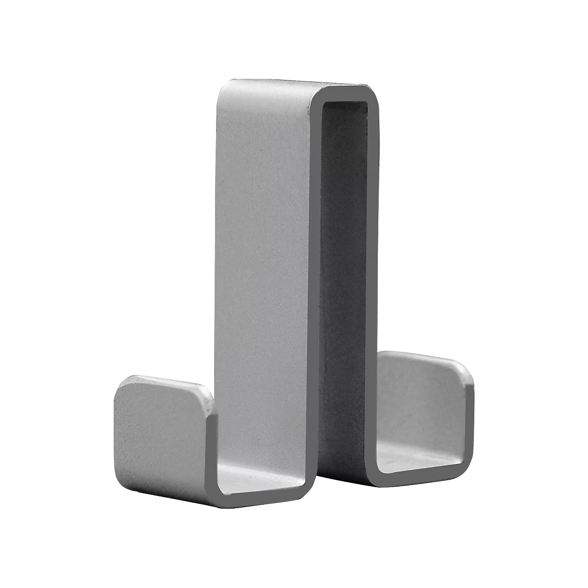 Verrijdbare kapstok Sevilla, gepoedercoat staal in aluminium zilver, met 10 dubbele haken
