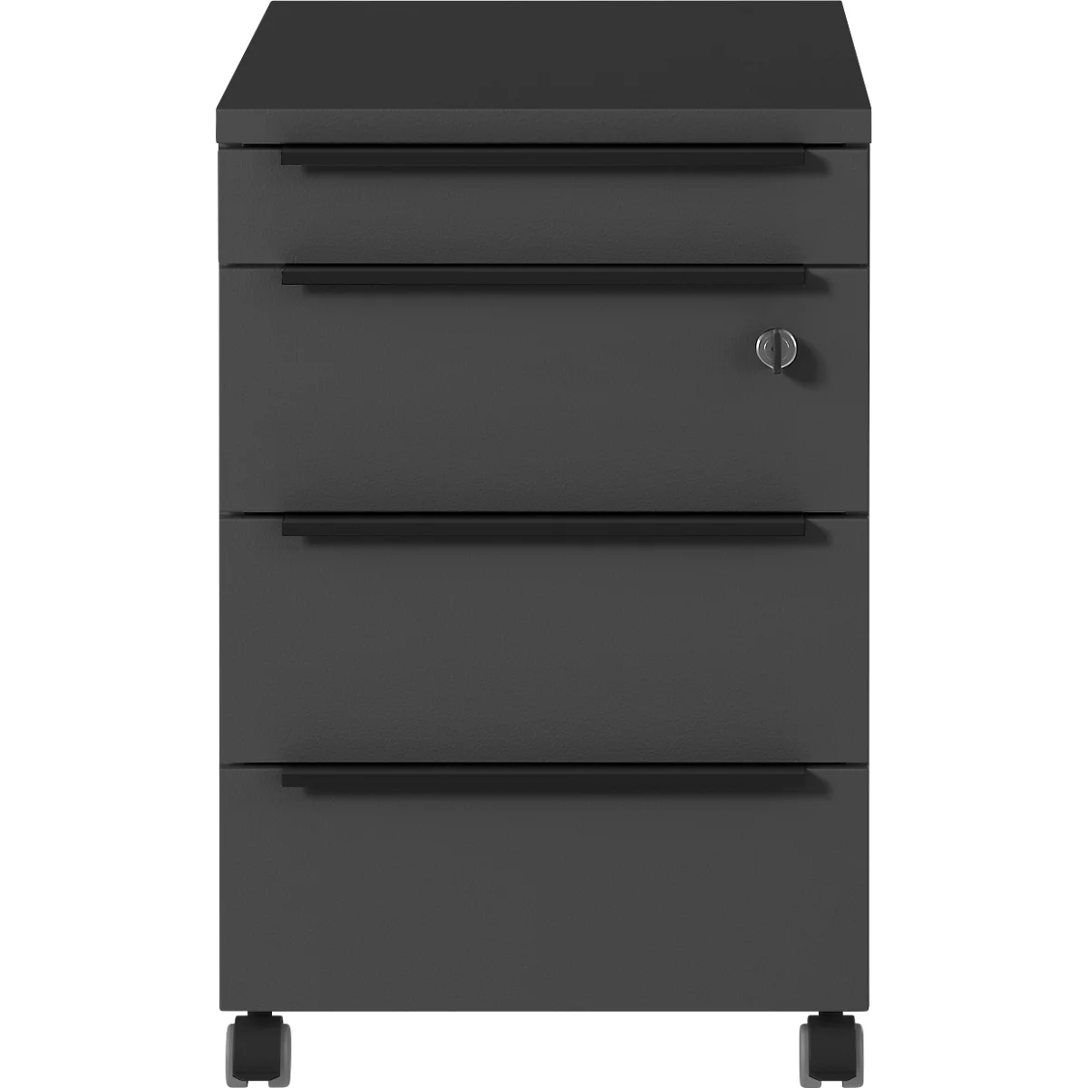 Verrijdbare lade Porto, 4 laden incl. opbergvak en 1 afsluitbare lade, B 420 x D 600 x H 630 mm, grafiet