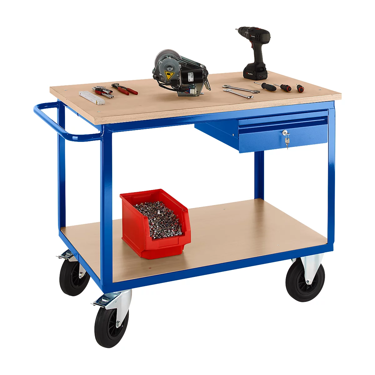 Verrijdbare Profi-werkbank met schuiflade, 1250 x 700 x 950 mm